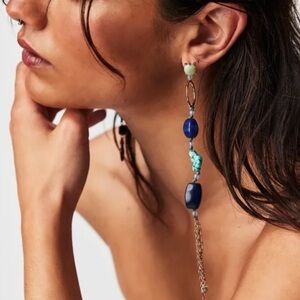 Free People Blue and Gold Dangle Earrings